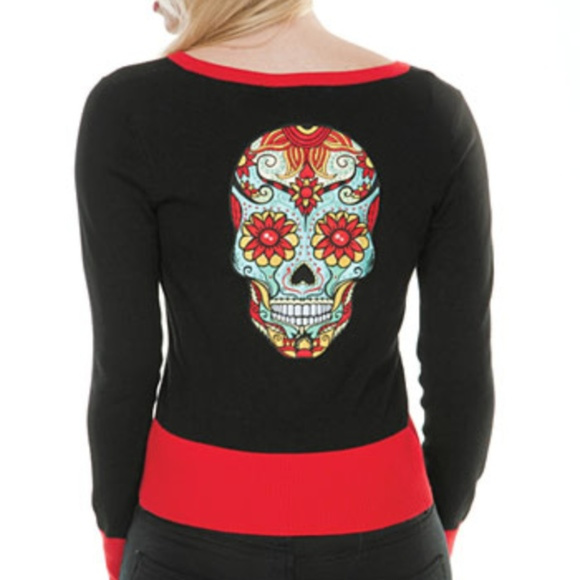 Hot Topic Sweaters - NEW Day of the Dead Sugar Skull Cardigan Sweater